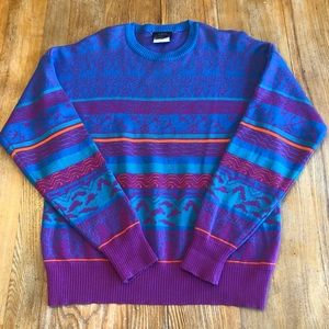 Vintage 80’s Demetre Pure Wool Men’s Multi Print Sweater